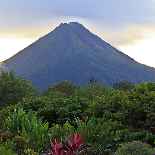 Arenal Volcano rising above the rainforest in Costa Rica