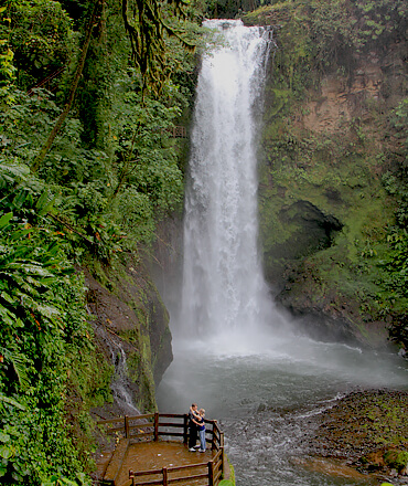 La Paz waterfall cascading through Costa Rica's cloud forest